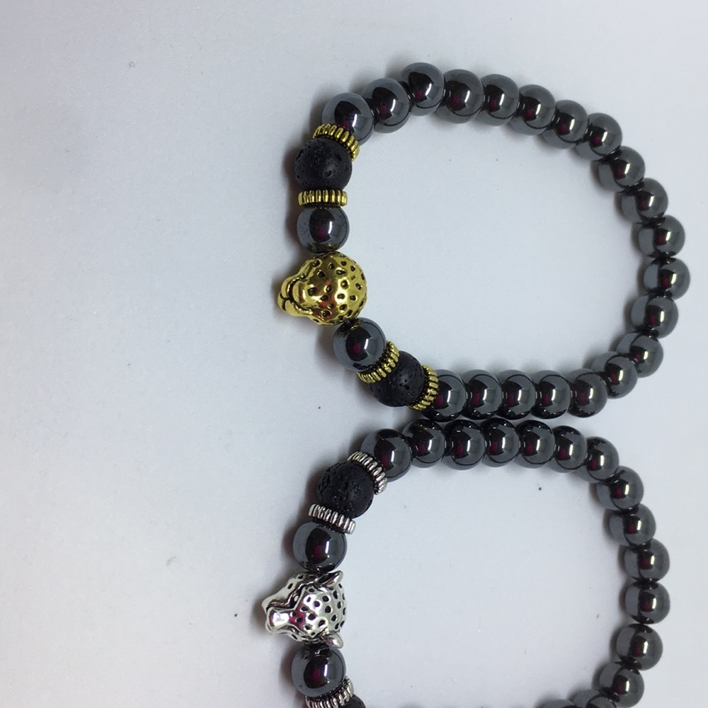 Men hematite bracelets.